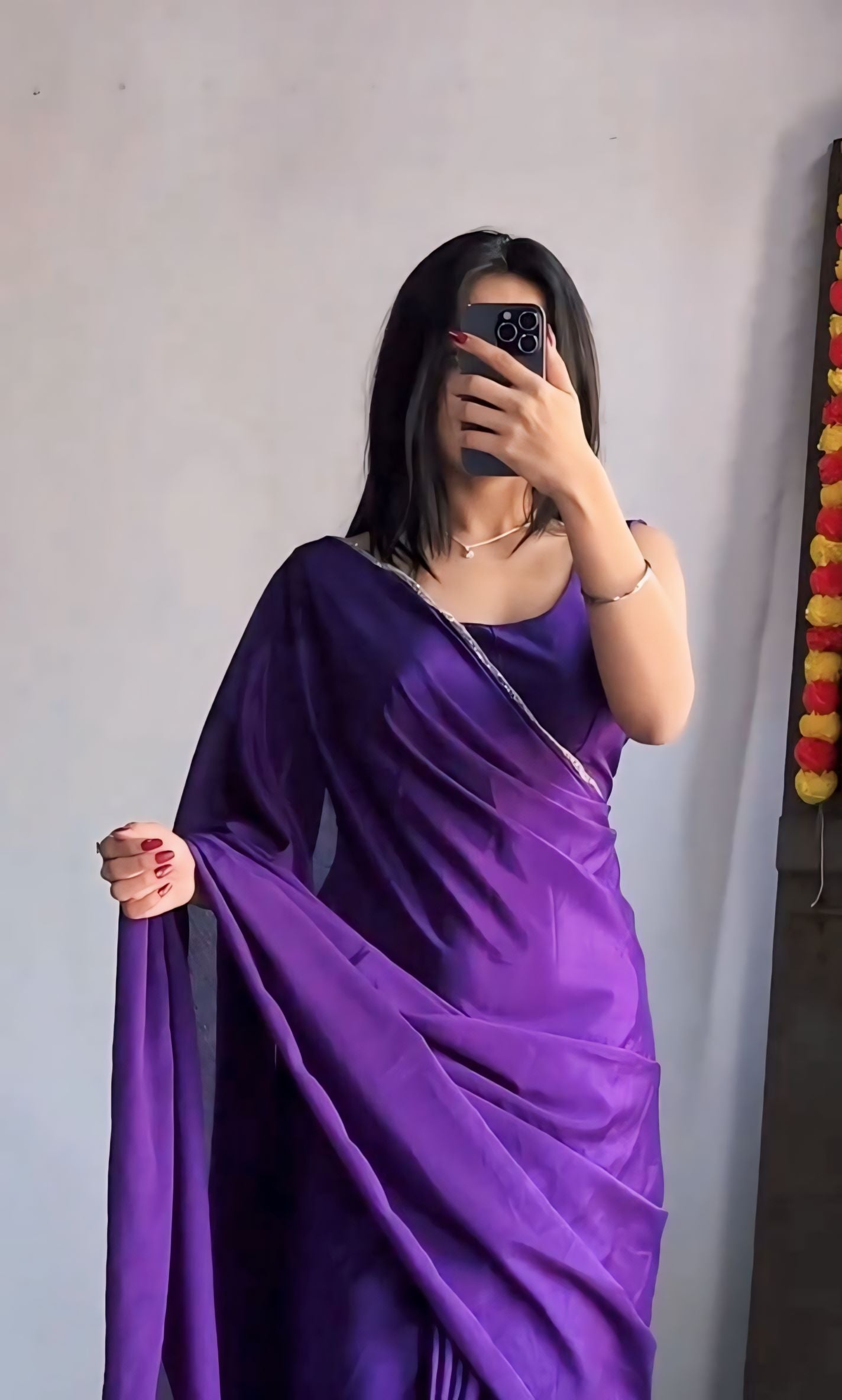 Charming Purple 1 Minutes Ready To Wear Georgette Saree