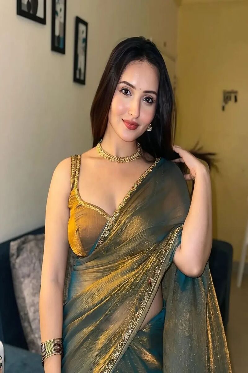PurelyYou Pirate Gold Green Shed Tissue Saree