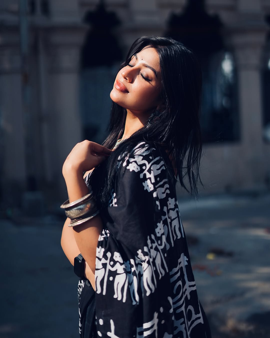 Exquisite  1-Minute Ready To Wear Black Cotton Saree