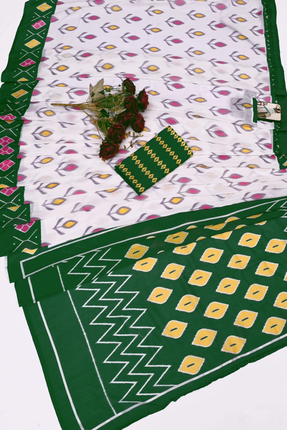 Seraglio White 1 Minute Ready To Wear Mul Cotton Digital Printed Saree With Pocket