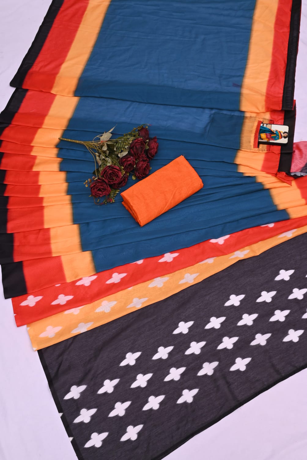 Blooming Blue 1 Minute Ready To Wear Mul Cotton Digital Printed Saree With Pocket