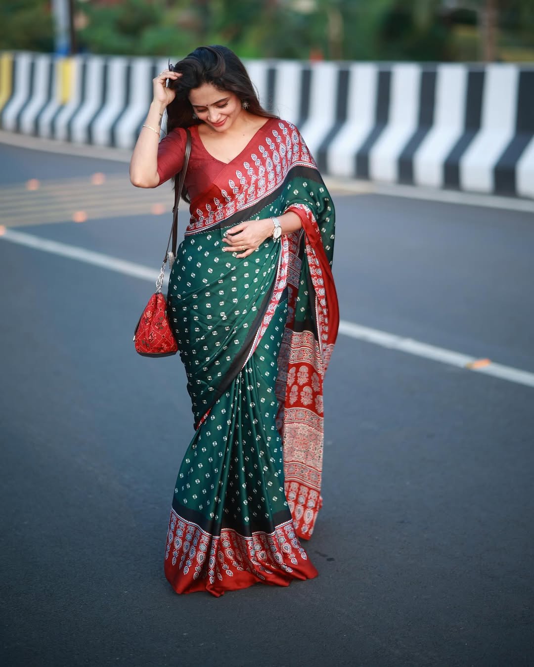 Denouement Green 1 Minute Ready To Wear Premium Crape Silk Saree