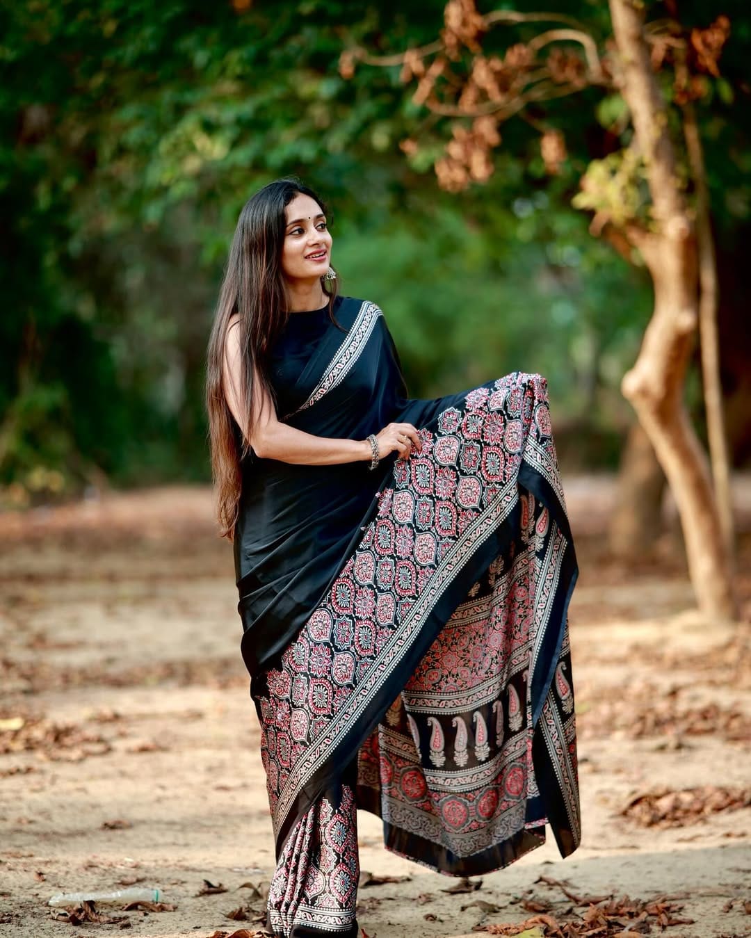 Black 1 Minute Ready To Wear Premium Crape Silk Saree
