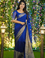 Sensational Blue 1 Minute Ready To Wear 3D Shaded Colors Chiffon Silk Saree