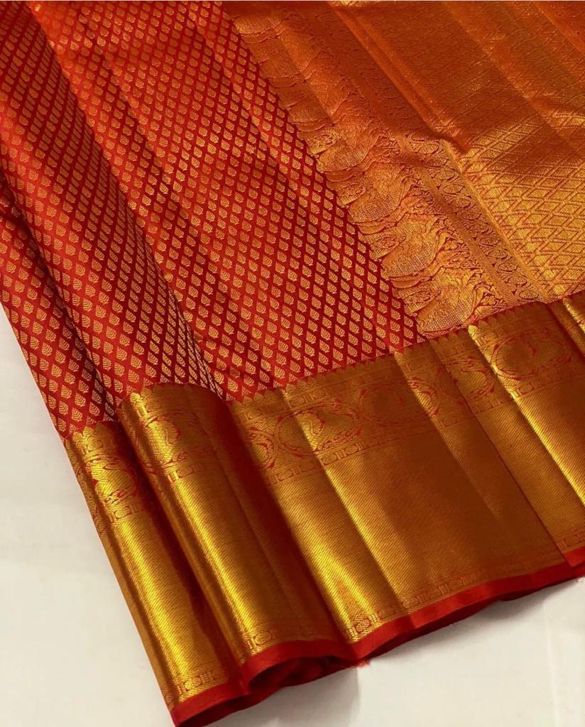 A Glam Red Color Soft Banarasi Silk Saree With Blouse Piece