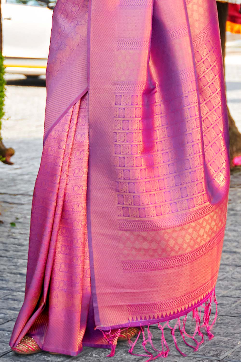 Scrumptious Purple Kanjivaram Silk Saree With Incredible Blouse Piece