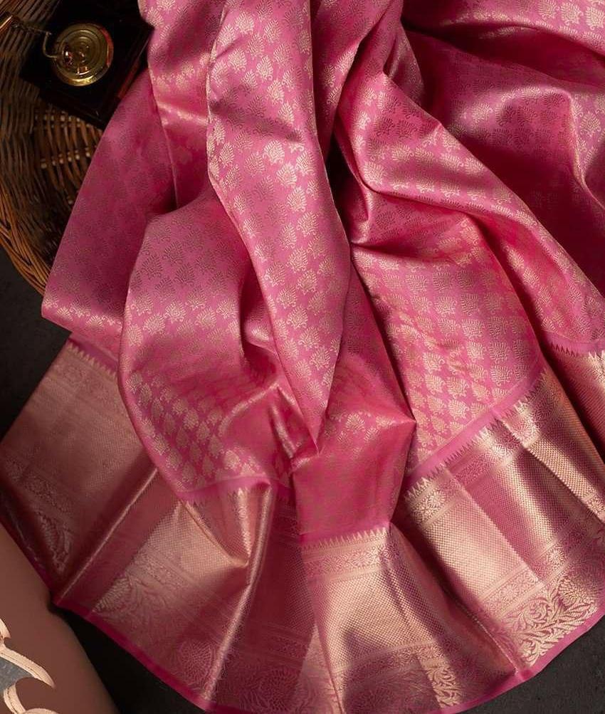 An Insanely Pink Color Soft Silk Saree With Blouse Piece