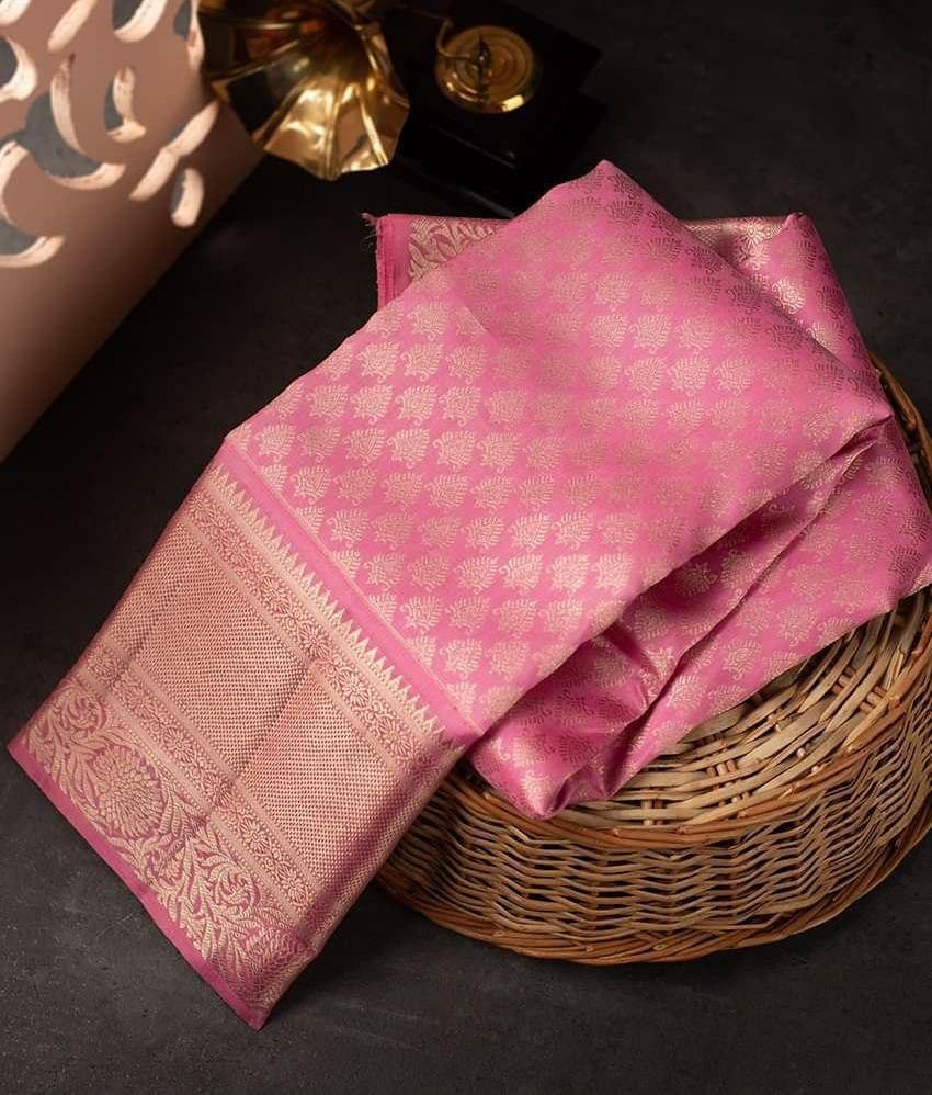 An Insanely Pink Color Soft Silk Saree With Blouse Piece